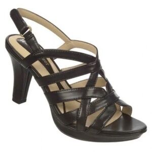 Naturalizer Black Patent Leather Look Platform Open Toe Sandal Size 12 NIB
